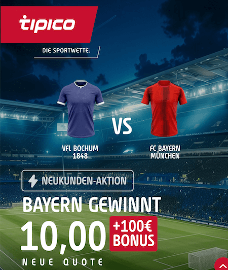 Bayern gewinnt Boost gegen Bochum bei Tipico