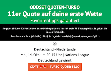 Deutschland gewinnt gegen Niederlande Boost bei ODDSET