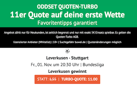 Boost zu Leverkusen gegen Stuttgart bei ODDSET