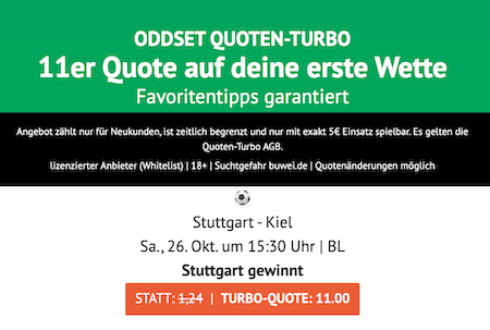 Boost zu Stuttgart gegen Kiel bei ODDSET