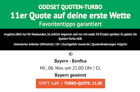 Bayern gewinnt Boost bei ODDSET vs. Benfica