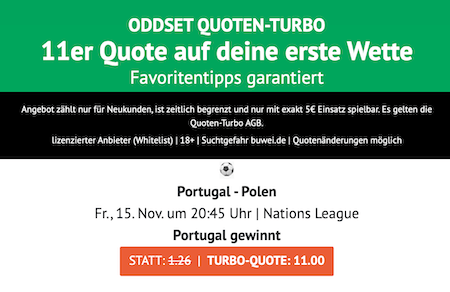 Quotenboost von ODDSET zu Portugal gegen Polen