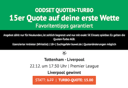 ODDSET Quotenturbo zu Tottenham gegen Liverpool