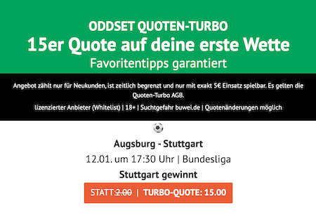 Augsburg Stuttgart Boost bei ODDSET am 12.1.2025