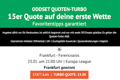 ODDSET Boost zu Frankfurt gegen Ferencvaros Budapest