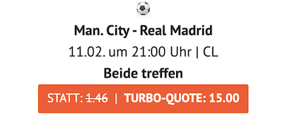 Boost zu City gegen Real bei ODDSET