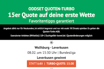 ODDSET Boost zu Wolfsburg gegen Leverkusen